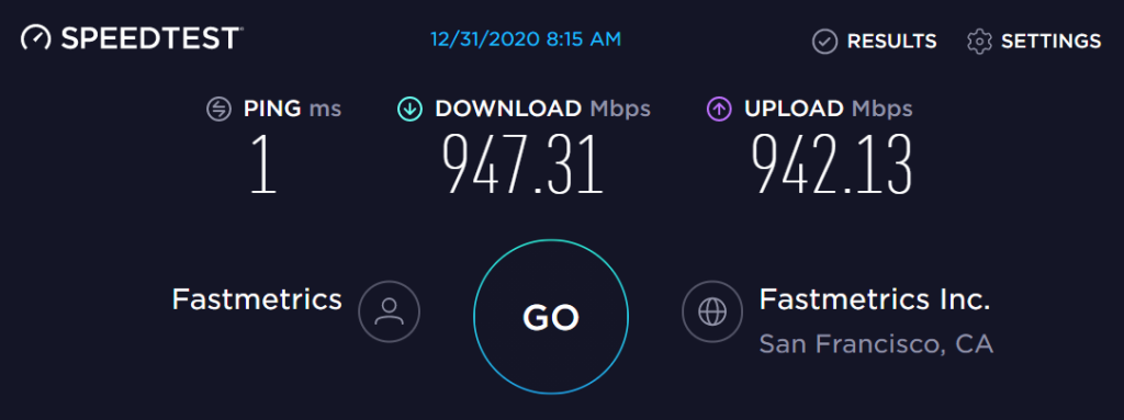 fastmetrics fiber internet upgrade speedtest december 31st 2020
