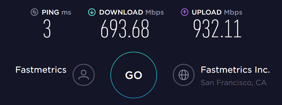 fastmetrics san francisco speedtest.net test result showing faster upload speed september 11th 2019