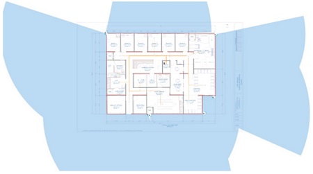 Extra security camera coverage map medical clinic - Fastmetrics case study