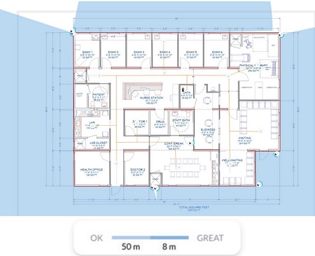 Security camera coverage map medical clinic - Fastmetrics case study